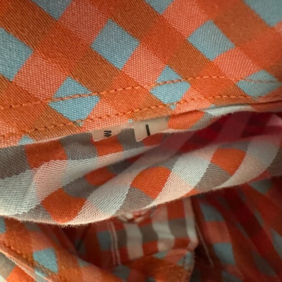 Bugatchi Uomo Shirt Mens Medium Button Up Orange Stripe Cotton Pocket - Picture 6 of 10